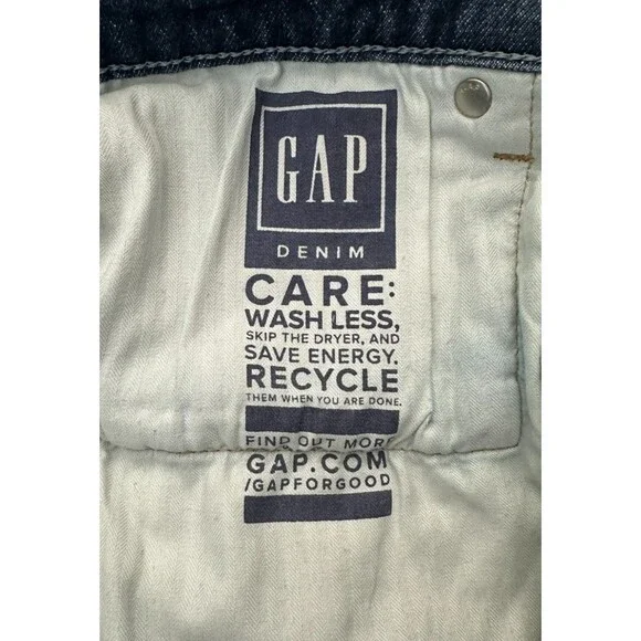 GAP Cheeky Straight High Rise Cropped Jeans 10R/31 Dark Wash Raw Hem Button Fly - Picture 9 of 13